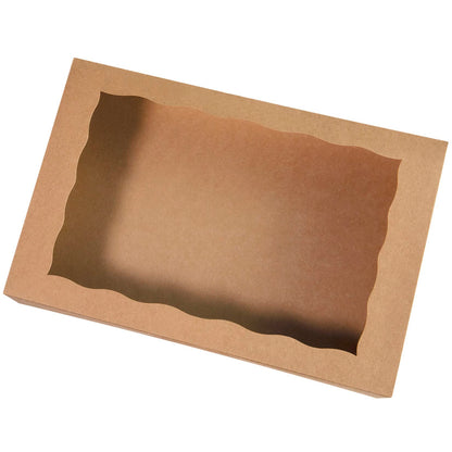 Brown Pastry Bakery Box 14x10x3inch,Large Donuts,Muffins,Cookies Boxes with PVC Window - Auto-Pop up Paper Box Nature Cardboard Take Out Container,Pack of 15 (Brown, 15)