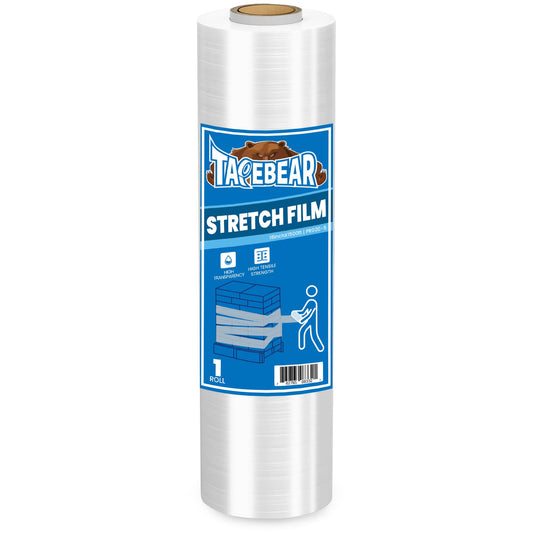TAPEBEAR Stretch Wrap Film 15" x 760Ft Shrink Wrap Roll, Industrial Strength Clear Plastic Wrap Heavy Duty Self-Adhering Cling Wrap for Furniture Moving, Luggage Packing, Pallet Wrap, 60 Gauge