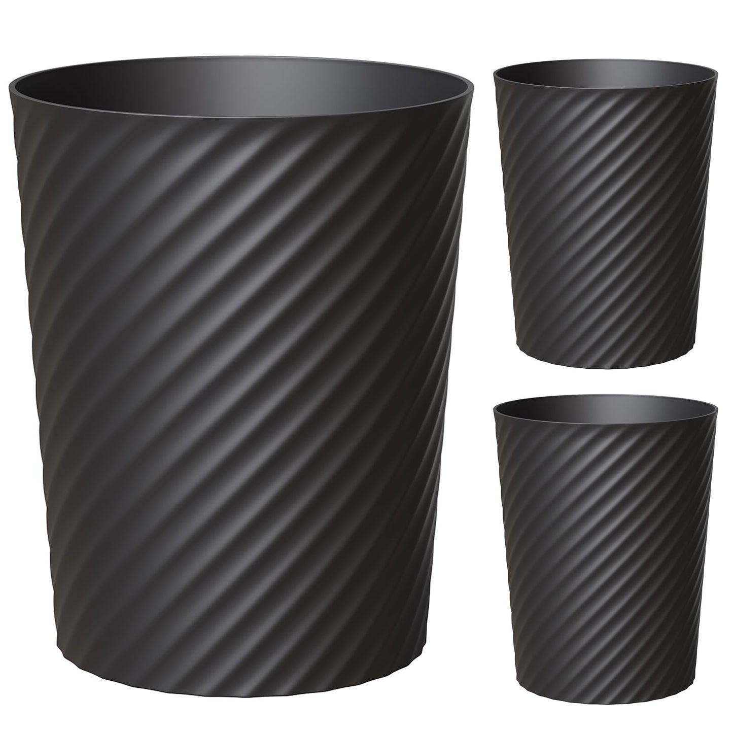 Bathroom Garbage Can 3 Pack 6.8L/1.8 Gallon Small Garbage Can, Round Plastic Trash Can, Slim Waste Basket for Bedroom, Bathroom, Kitchen, Living Room, Office, Car, RV, Fits Under Sink