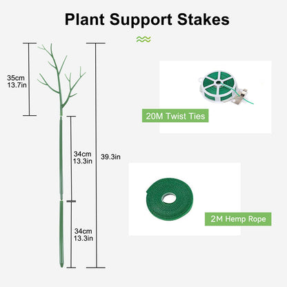 5 Pack Stackable Monstera Plant Support Stakes, 39.4 Inch Climbing Plants Support Structures with Twist Plant Ties, Plastic Plant Sticks for Monstera, Pothos, Philodendron, Green