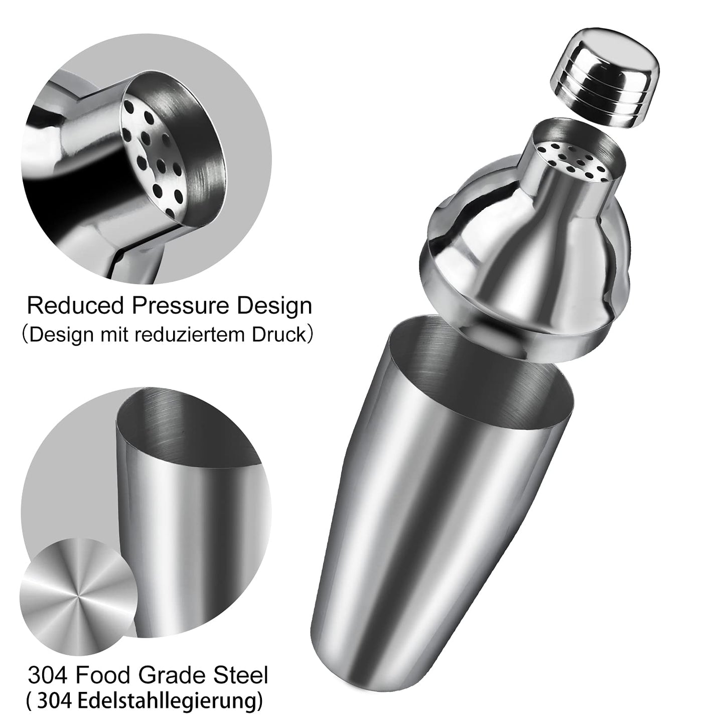 Cocktail Shaker Set|8pcs Cocktail Making Set Stainless Steel 750ml Shakers|Bartender Kit Bar Tool Set with Strainer, Pourers, Muddler, Double Jigger, Mixing Spoon at Home & Bar Gift Set