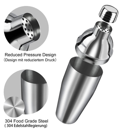 Cocktail Shaker Set|8pcs Cocktail Making Set Stainless Steel 750ml Shakers|Bartender Kit Bar Tool Set with Strainer, Pourers, Muddler, Double Jigger, Mixing Spoon at Home & Bar Gift Set