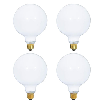 (4 Pack) G25 Incandescent Incandescent Light Bulb 2700K Soft Light, Decorative Globe Light Bulbs,E26 Medium Base, Perfect for Pendant Bathroom/Vanity Mirror Makeup, Dimmable. (White-Finish, 25-Watt)