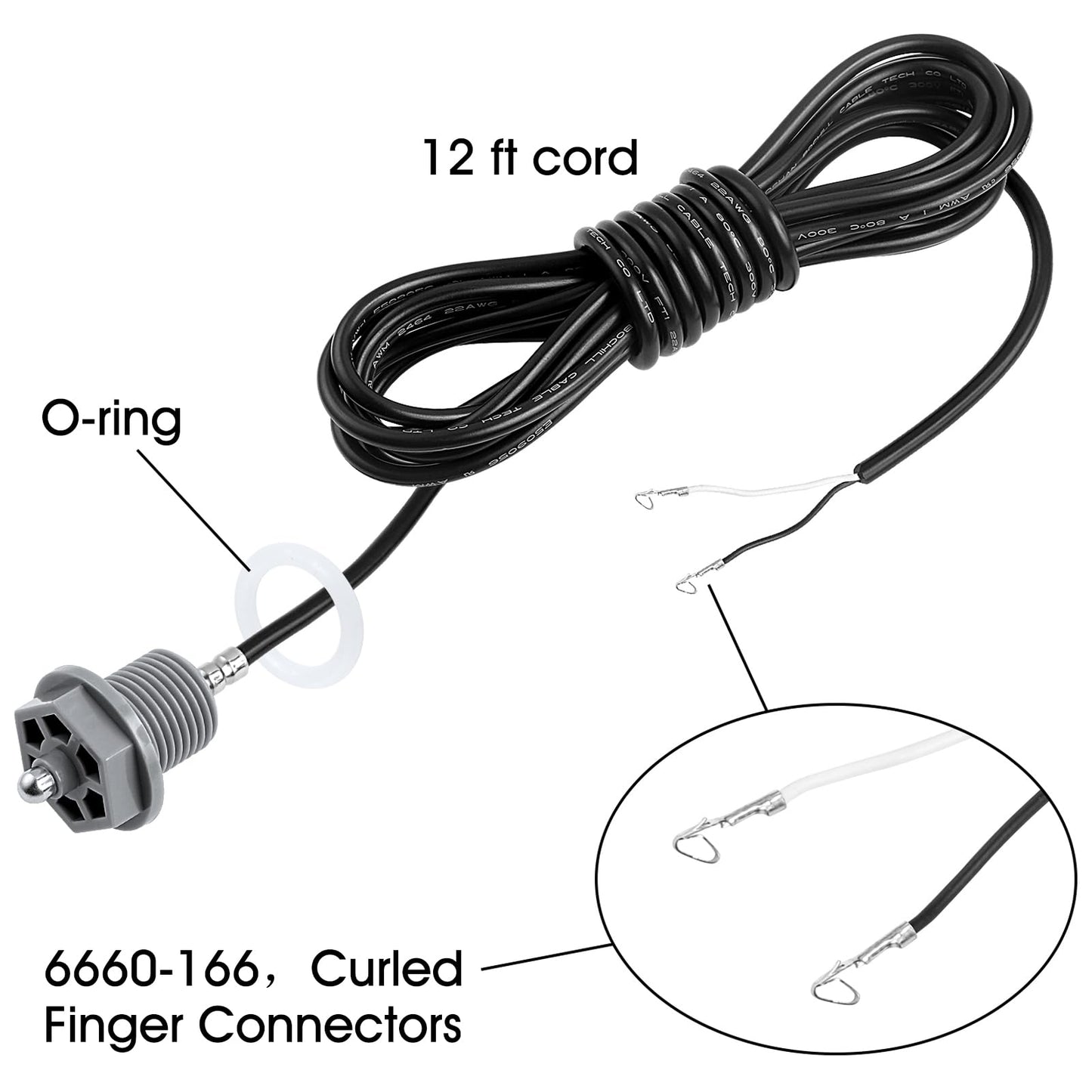 XMK 6600-166 Temperature Sensor for Sundance Spas and Jacuzzi Hot Tubs, with Curled Finger Connectors and 6540-228 O-Ring