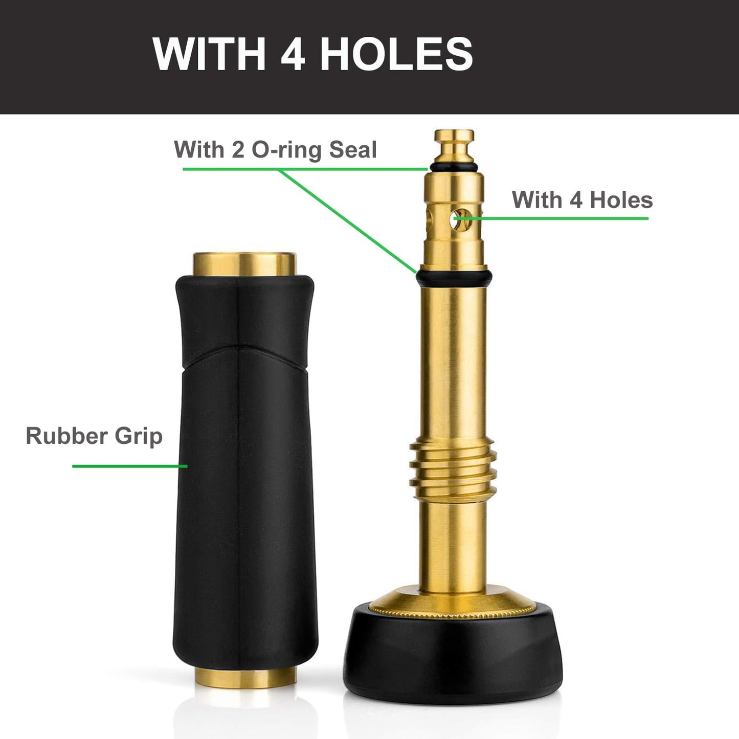Brass Hose Nozzle, 2 Pack Heavy-Duty Adjustable Garden Twist Hose Nozzle Shut Off Valve, Suitable for Watering Flowers, Lawns, Cleaning Ground, Cleaning Car