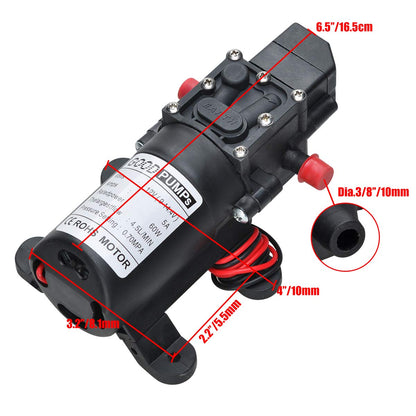 COVVY DC 12V 60W Water Pump 100PSI High Pressure Diaphragm Pump 1.2GPM Self Priming Water Pump for RV Caravan Boat Marine