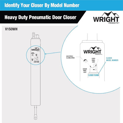 Wright Products - Heavy Duty Pneumatic Screen and Storm Door Closer, White