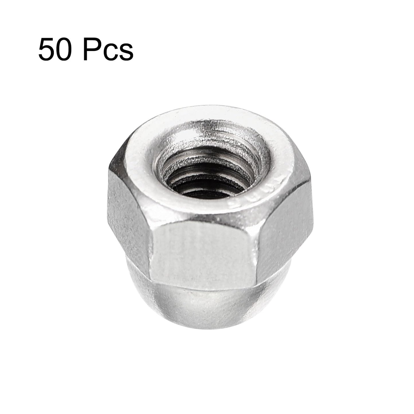 uxcell 1/4-20 Acorn Cap Nuts,50pcs - 304 Stainless Steel Hardware Nuts, Acorn Hex Cap Dome Head Nuts for Fasteners (Silver)