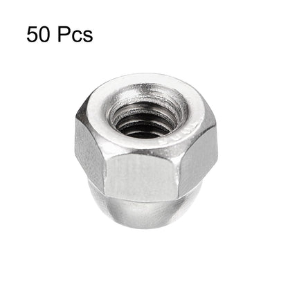 uxcell 1/4-20 Acorn Cap Nuts,50pcs - 304 Stainless Steel Hardware Nuts, Acorn Hex Cap Dome Head Nuts for Fasteners (Silver)
