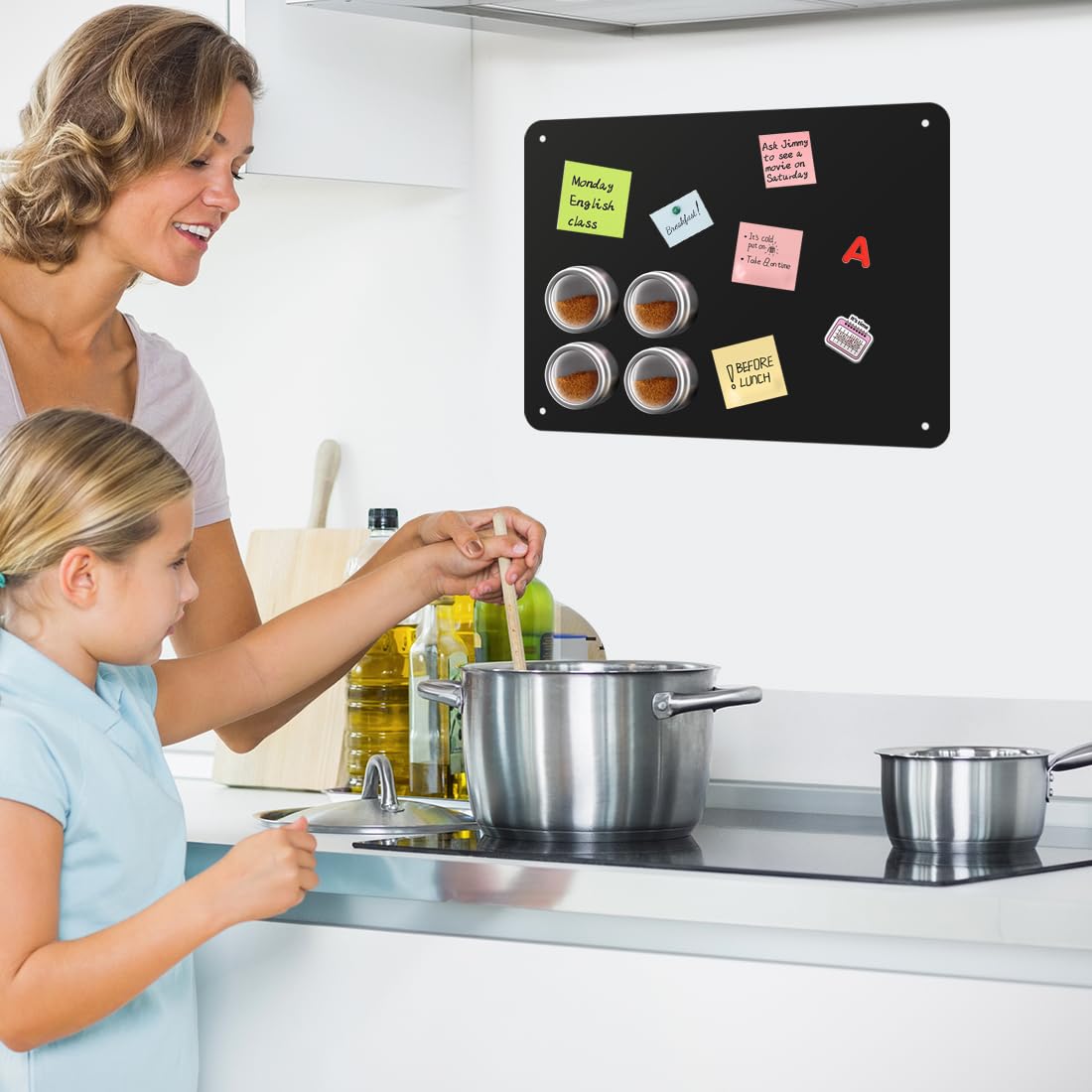 Black Magnetic Boards 16.5" x 11.8" Magnet Bulletin Board for Display Magnetic Notes Poetry Photos with 4 Screws 2 Support Screws