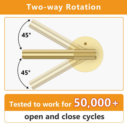 Amerdeco 1 Pack Brushed Gold Door Handles Interior, Knurled Privacy Door Handles, Heavy Duty Gold Door Lever for Bedroom or Bathroom, Reversible Keyless for Left Right Handed Doors AM0018