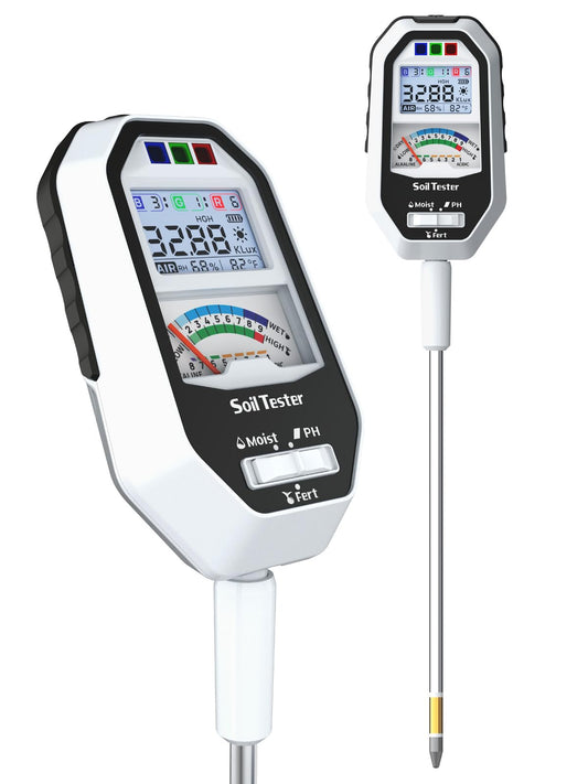 Soil Moisture Meter, 7-in-1 Soil PH Tester/Soil Moisture/Fertility with Removable Probe, Digital Air Temp/Humidity/Sunlight Intensity/BGR Spectral for Plants Gardening, Lawn and Indoor Outdoor Plants