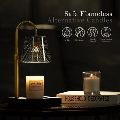 Candle Warmer Lamp with Timer & Adjustable Height, Dimmable Wax Melt Lamp for All Jar Sizes, 2/4/8H Timer, an Elegant and Creative Gift for Home Decor(Black)