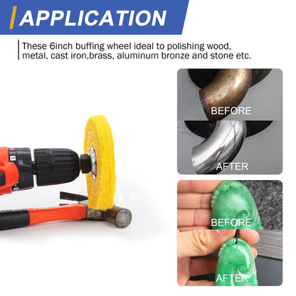 SCOTTCHEN 4inch Buffing Polishing Wheel with 1/4" Shank for Drill, 1/2" Arbor Hole,Soft/Fine/Medium -3pcs,with Buffing Polishing Cutting Compounds 7.4 Oz.Kit,with 2 Pack Non-Woven Bandage