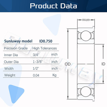 10 Pack Flanged Ball Bearings ID 3/4" x OD 1-3/8", for Lawn Mower, Wheelbarrows, Carts & Hand Trucks Wheel Hub, Replacement for, JD AM118315, AM127304, Toro 110513, 251-210, Replacement 532009040 etc