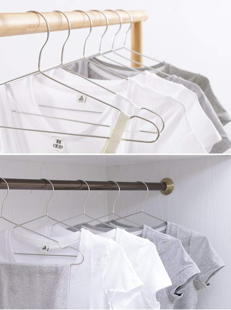 Qualsen Clothes Hangers 20 Pack Stainless Steel Strong Metal Wire Hangers Suit Hangers for Home Hotel and Clothes Store 16.5 Inch/42 cm