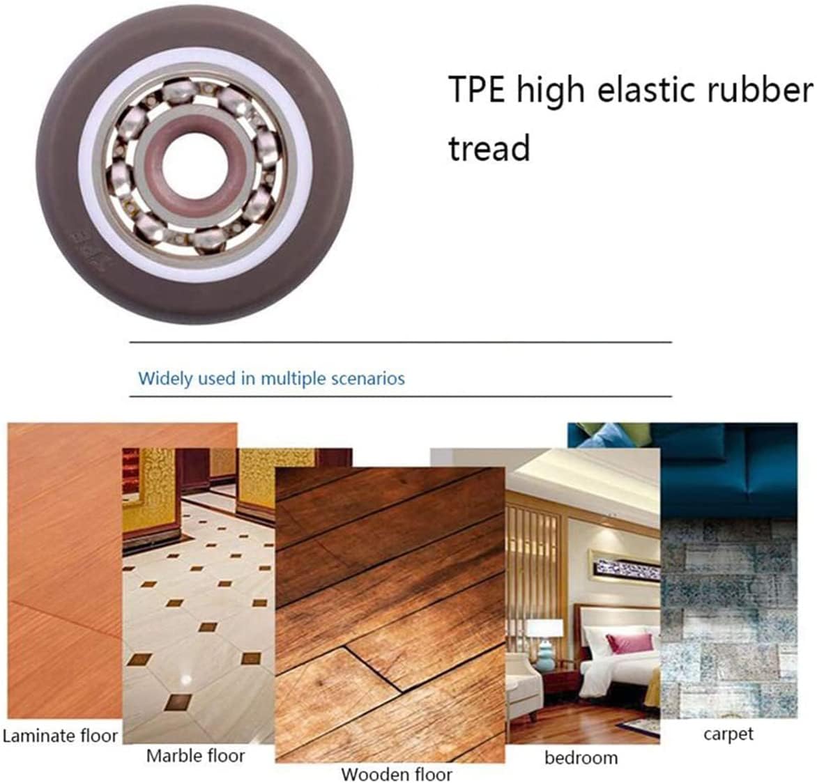 MUDUO 4 Pack Side Mount Casters with Brake 2'' L Shape TPE Plate Casters Small Caster Wheels Furniture Casters 360 Degree Swivel Wheels for Table, Baby Bed, Carts Trolley, Cabinet