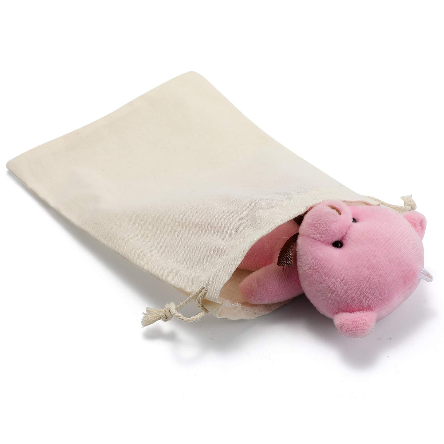 Cotton Drawstring Bags, EcoFriendly Muslin Gift Pouches (5 by 7 Inch) for Party Favors, Unbleached Sachet Fabric Cloth (50 Pieces)