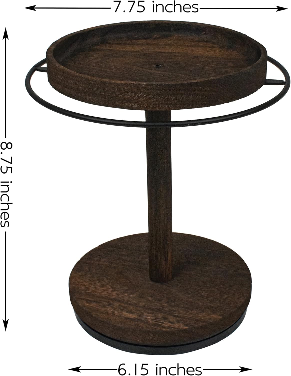 360° Rotating Sunglass Organizer Storage, Metal Frame with Wood Base and Tray, Glasses Holder Stand with Tray for Desk, Dresser, Tabletop, Nightstand and Home Decor