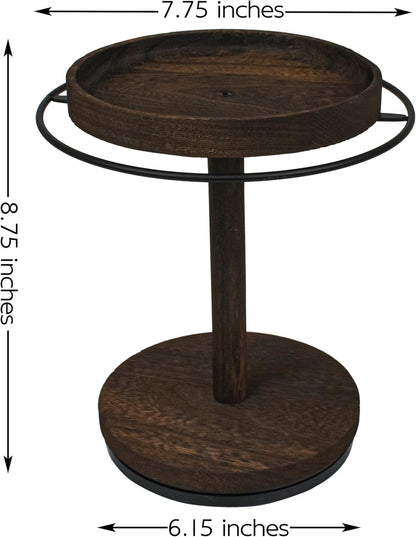 360° Rotating Sunglass Organizer Storage, Metal Frame with Wood Base and Tray, Glasses Holder Stand with Tray for Desk, Dresser, Tabletop, Nightstand and Home Decor