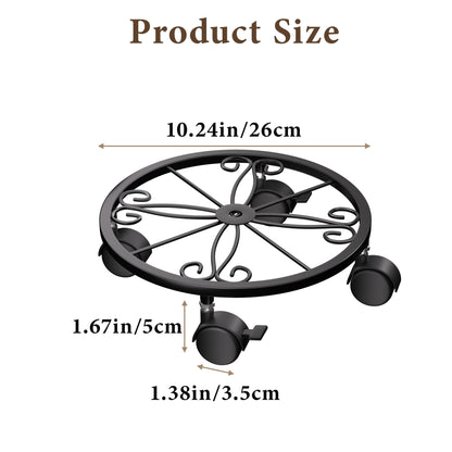 Chinpakden 10.24" Plant Stand with Wheels - 2 Pack Plant Caddy, 360 °Rotatable and Lockable Plant Rollers, Easy to Move, Plant Tray with Casters for Indoor Outdoor Wine Cellar.
