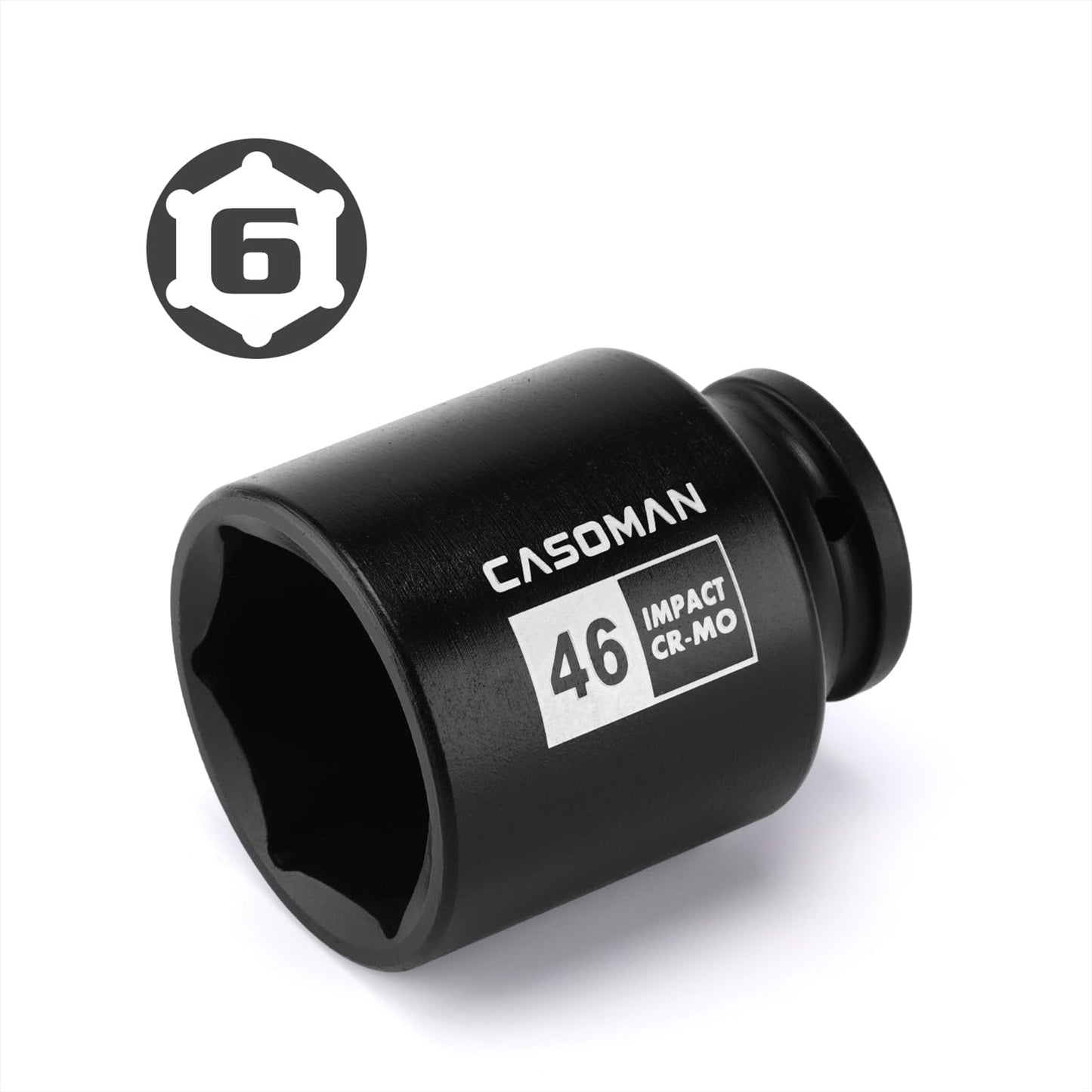 CASOMAN 1/2" Drive x 46mm Deep Impact Socket, 6-Point, 78mm Length, Metric, CR-MO
