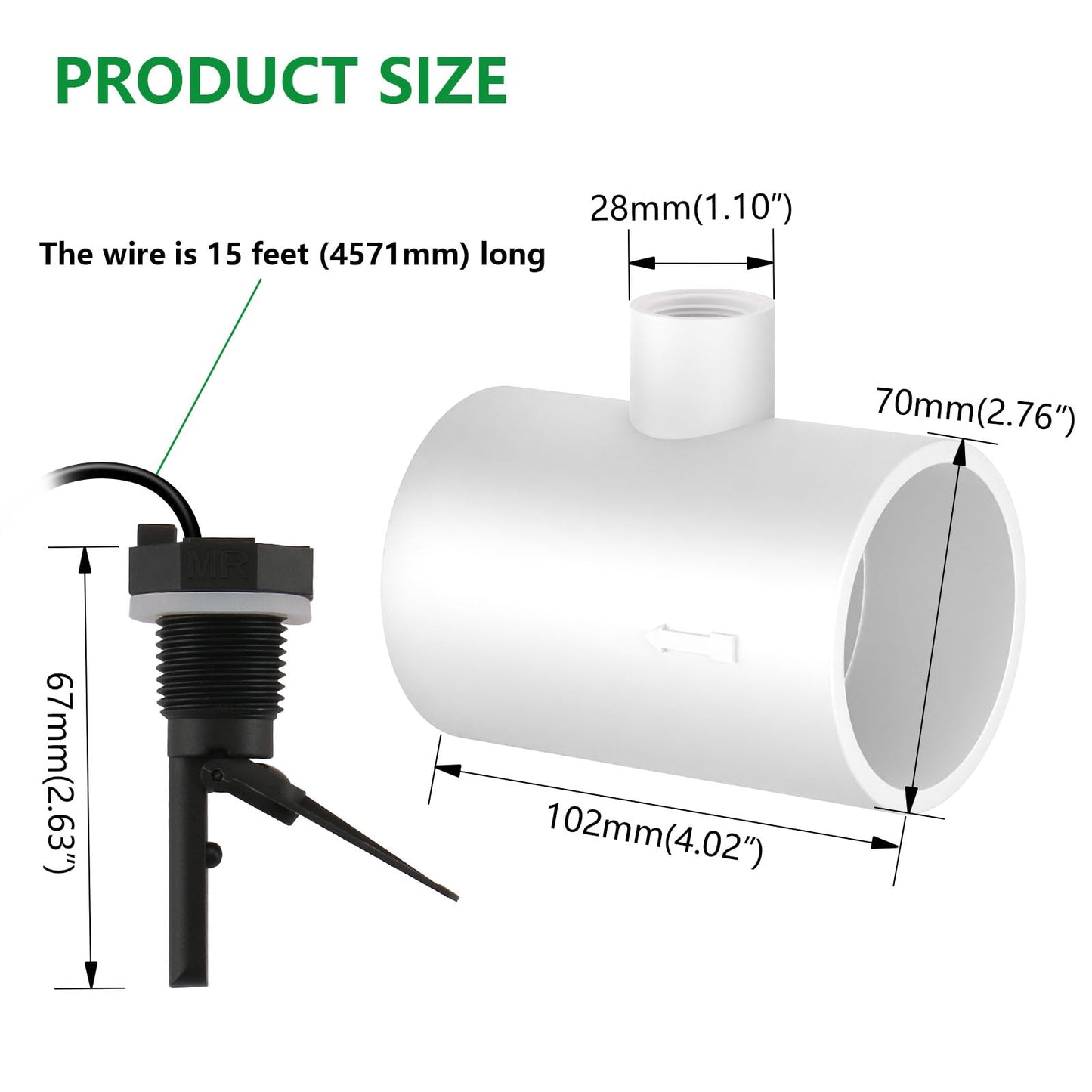 Wengart GLX-FLO-RP Flow Switch Compatible with Hayward Goldline Salt Systems,High-Sensitivity Paddle for Variable Speed Pumps,15ft Winter-Rated Reinforced Cable,Direct Replacement for AquaRite