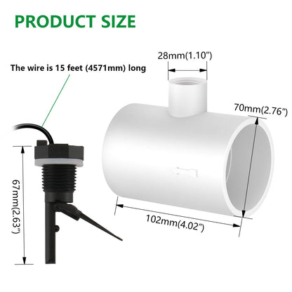 Wengart GLX-FLO-RP Flow Switch Compatible with Hayward Goldline Salt Systems,High-Sensitivity Paddle for Variable Speed Pumps,15ft Winter-Rated Reinforced Cable,Direct Replacement for AquaRite