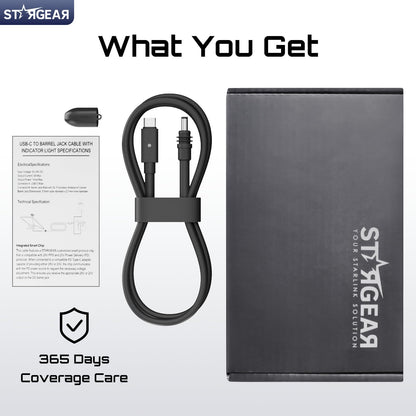 STARGEAR Starlink Mini Cable 6.5FT, 16AWG Starlink Cable with Indicator Light 140W USB C to DC, Accessories for Starlink Work with 60W+ PD Source, Compatible with 28V PPS 20V PD Protocols