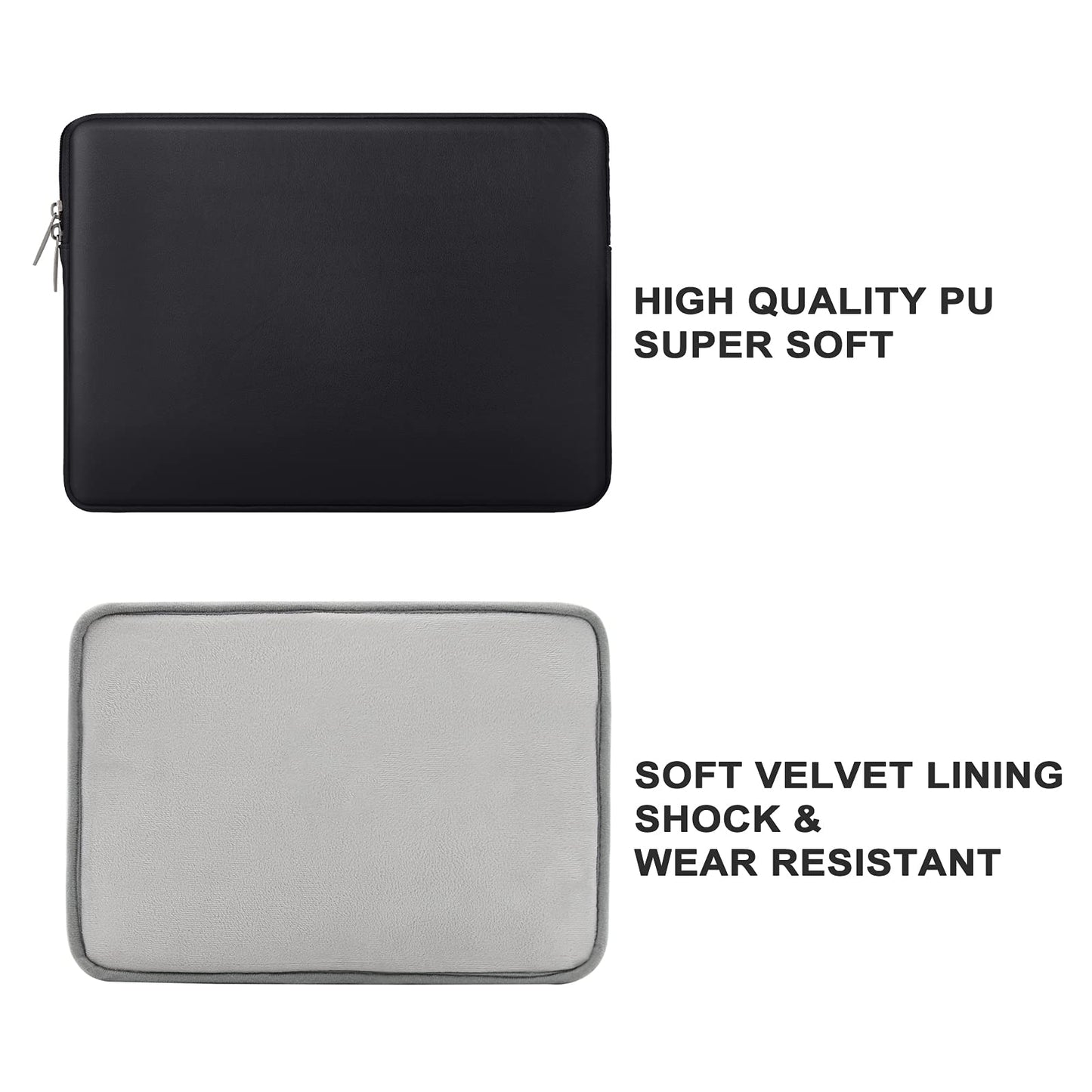 RAINYEAR 16 Inch Laptop Sleeve Soft PU Leather Case Protective Water Resistant Zipper Padded Cover Carrying Computer Bag Compatible with 16" MacBook Pro/Max M1 M2 M3 M4 M5(Black)