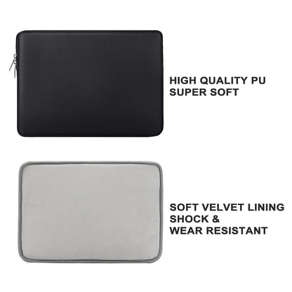 RAINYEAR 16 Inch Laptop Sleeve Soft PU Leather Case Protective Water Resistant Zipper Padded Cover Carrying Computer Bag Compatible with 16" MacBook Pro/Max M1 M2 M3 M4 M5(Black)