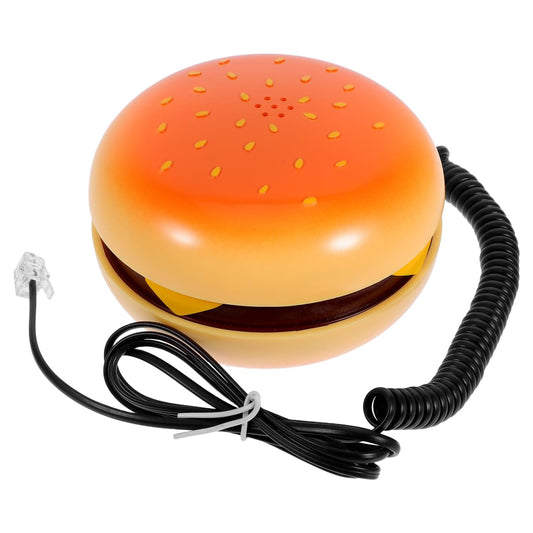 Artibetter Orange Retro Hamburger Phone - Vintage Corded Landline with Juno-Inspired Design, Plug & Play Home/Office Novelty Present