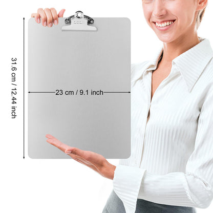 ZCZN Metal Clipboards, 2 Pack Heavy Duty Aluminum Clipboards 12 x 9 Inches, A4 Letter Sizer Document Holder with Low Profile Clip, Suitable for School, Office, Jobsite or Medical Staff, Silver