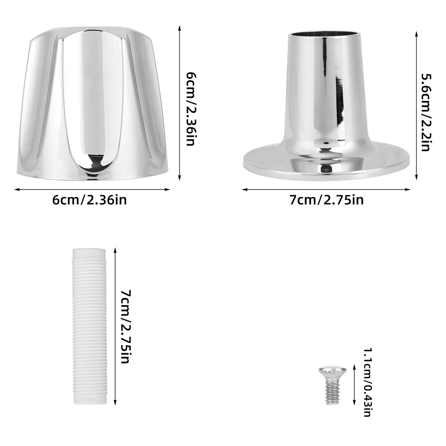 Shower Knobs Replacement Kit 2 Piece, Matte Shower Hot and Cold Tub Knobs Include Base Connectors Screws Bathtub Faucet Handle Remodel Trim Kit Compatible with Pfister Verve (Silver)