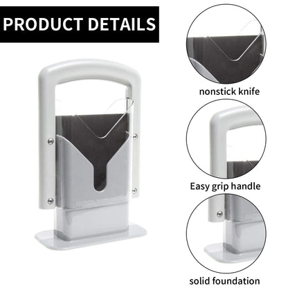 Bagel Slicer, Perfect for Bagels, Safe Grip, Safety Shield, Bagel Cutter Stainless Steel, Universal Slicer (White)