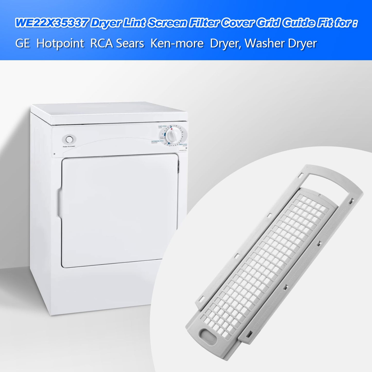 WE22X35337 Dryer Lint Screen Cover Grid Compatible with Washer |dryer lint trap dryer | dryer lint filter housing