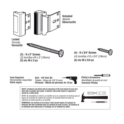 Prime-Line U 11442 Door Reinforcement Lock – Add Extra, High Security to Your Home and Prevent Unauthorized Entry – 3” Stop, Aluminum Construction, Polished Brass (Single Pack)