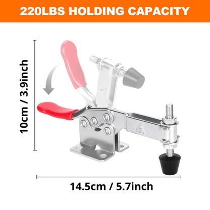 chfine 10 Pack Hold Down Adjustable Toggle Clamp Hand Tool, Woodworking Latch Antislip Red Clamps Holding Capacity Horizontal Heavy Duty Toggle Clamps GH-201B 220lbs/100kg Quick Release Tool