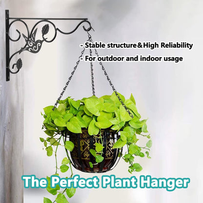 2 Pack Hanging Plants Bracket, Planter Hooks for Hanging Baskets, Retro Iron Metal Wall Decor Hook for Hanging Plant Flower Bird Feeders Indoor Outdoor Patio Decor(9.3 x 13in)