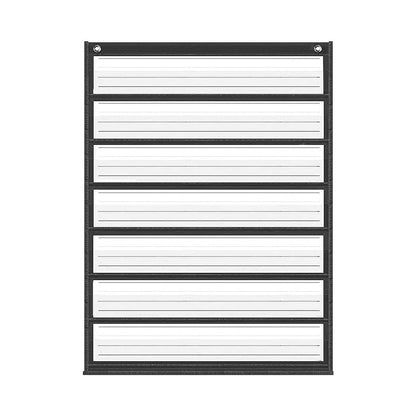 Auchq Magnetic Pocket Chart,Standard Pocket Chart with 7+1 Pockets,14 Double-Sided Dry-Eraser Cards for Daily Schedule,Class Demonstrations,Classroom Office Home Activities (Black)