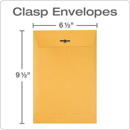 Quality Park Clasp Envelopes, 6.5 X 9.5-Inch, Brown Kraft, Box of 100 (37863)