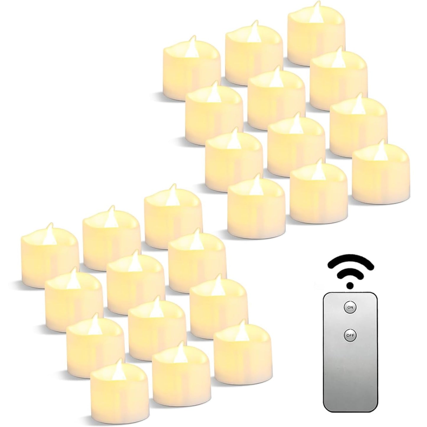 Da by LED Tea Light, Remote Control Tea Light, Electric Flashing Battery Powered LED Candle 1.5" x 1.5" for Wedding Party Halloween Christmas Home Decor 24pcs