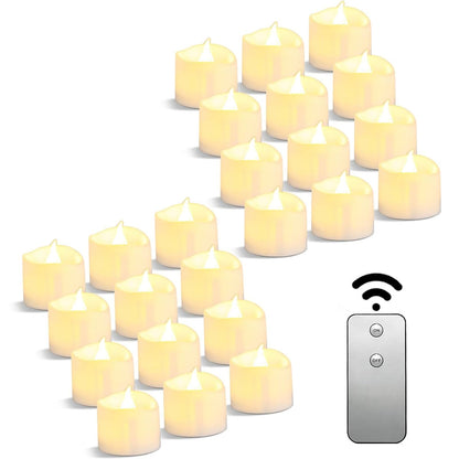 Da by LED Tea Light, Remote Control Tea Light, Electric Flashing Battery Powered LED Candle 1.5" x 1.5" for Wedding Party Halloween Christmas Home Decor 24pcs