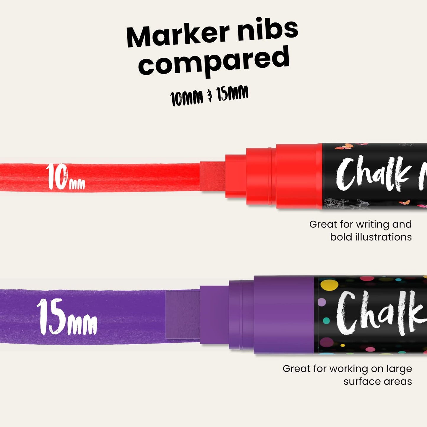 Chalkola Neon Car Window Markers - 10 Chalk Pens (with Gold, Silver) - 3 in 1 Nib, 10mm Jumbo Tip - Washable Liquid Chalk Markers For Blackboard, Chalkboard, Glass, Cars - Erasable Wet Erase Markers