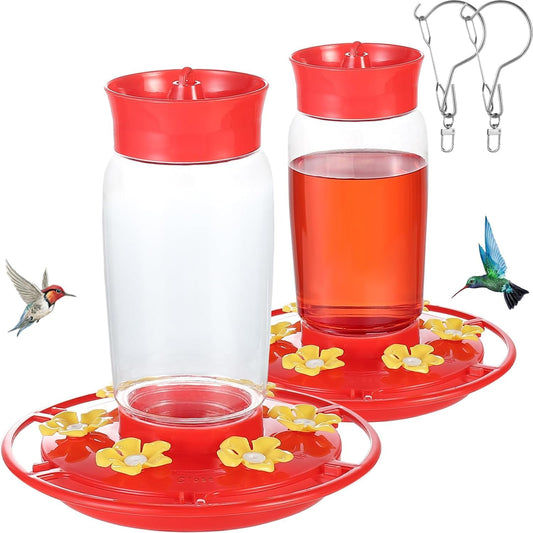 2 Pack Hummingbird Feeder, 20oz Wide Mouth Easy Clean, Ant Moat, Bee Proof and Leak-Proof, 6 Ports Easy Fill, Perfect Hanging for Outdoors, Backyards, Cottages
