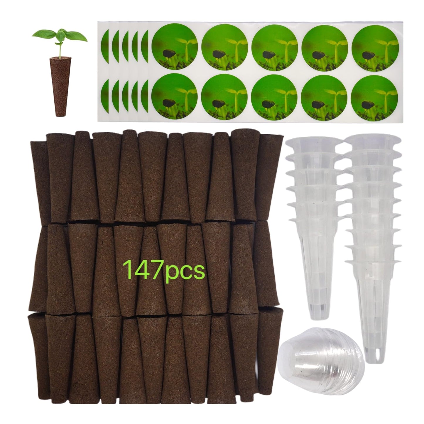 147Pcs Pod Kit for Aerogarden, Hydroponic Grow Anything Kit, 50 Grow Sponges, 50 Pod Labels, 12 Baskets, 12 Planting Domes