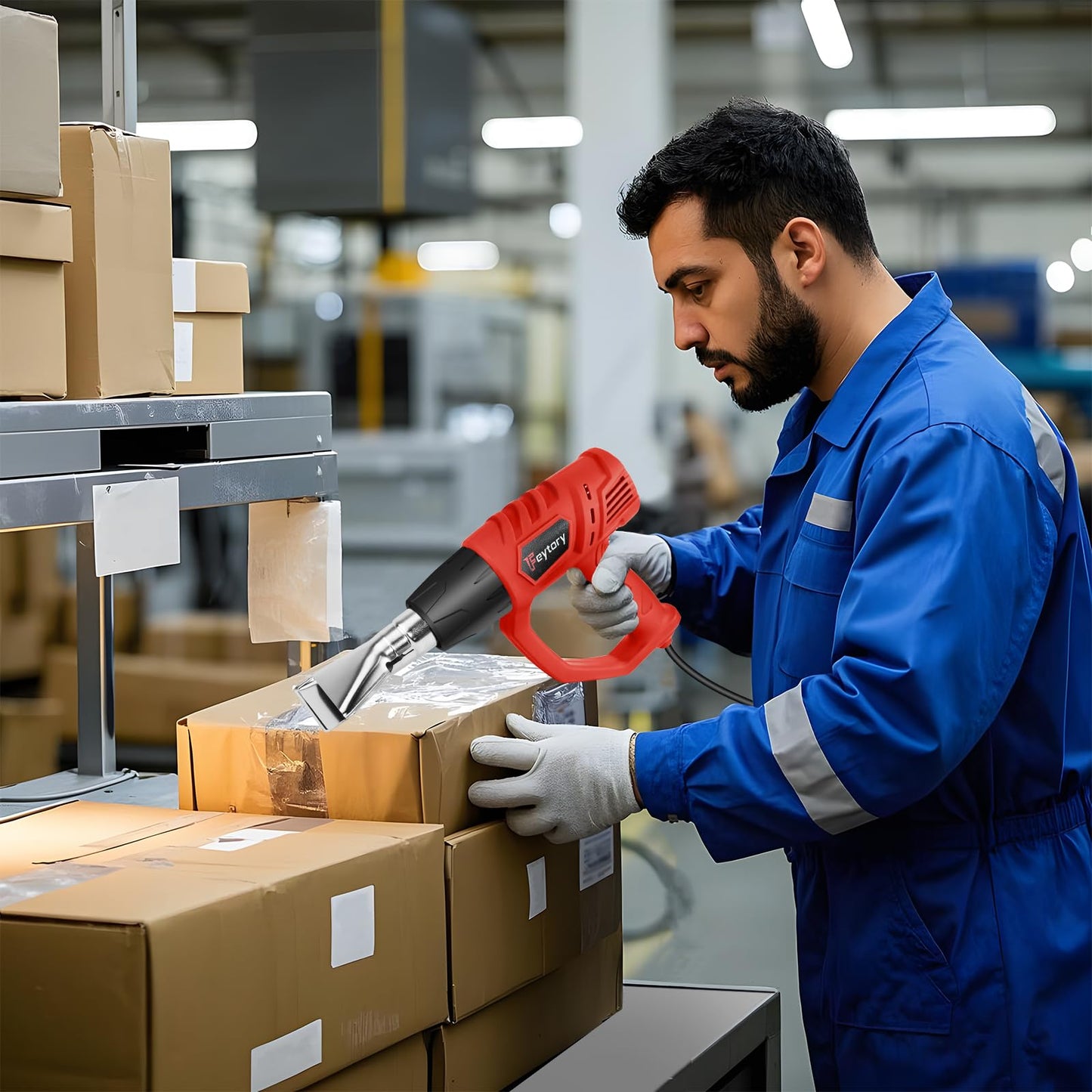 Heat Gun 2000W Hot Air Gun with 2 Temperature Settings 300℃ & 600℃, Dual Air Flow Heat Guns Kit with 4 Type Nozzles and Overload Protection, Great for DIY Crafts Removing Paint Bending PVC Pipe