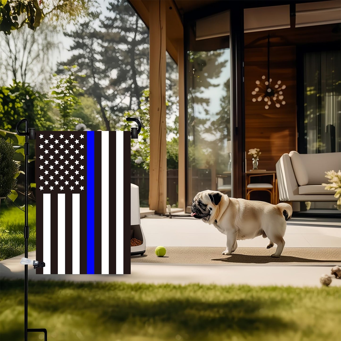 Akeydeco Garden Flag Pole Stand Holder, 4 Pack Garden Flags for Outside with Flag Stopper and Clip Waterproof Powder-Coated Paint for Flag Pole Holder for Outside House,Yard Flags for Outside