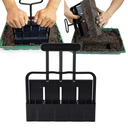 Soil Blocker with Comfortable Handle, 4 Cell Soil Block Maker 2 Inch Mold Blocking Tool for Seed Starting Germination, Grow Seedling No Transplant Shock