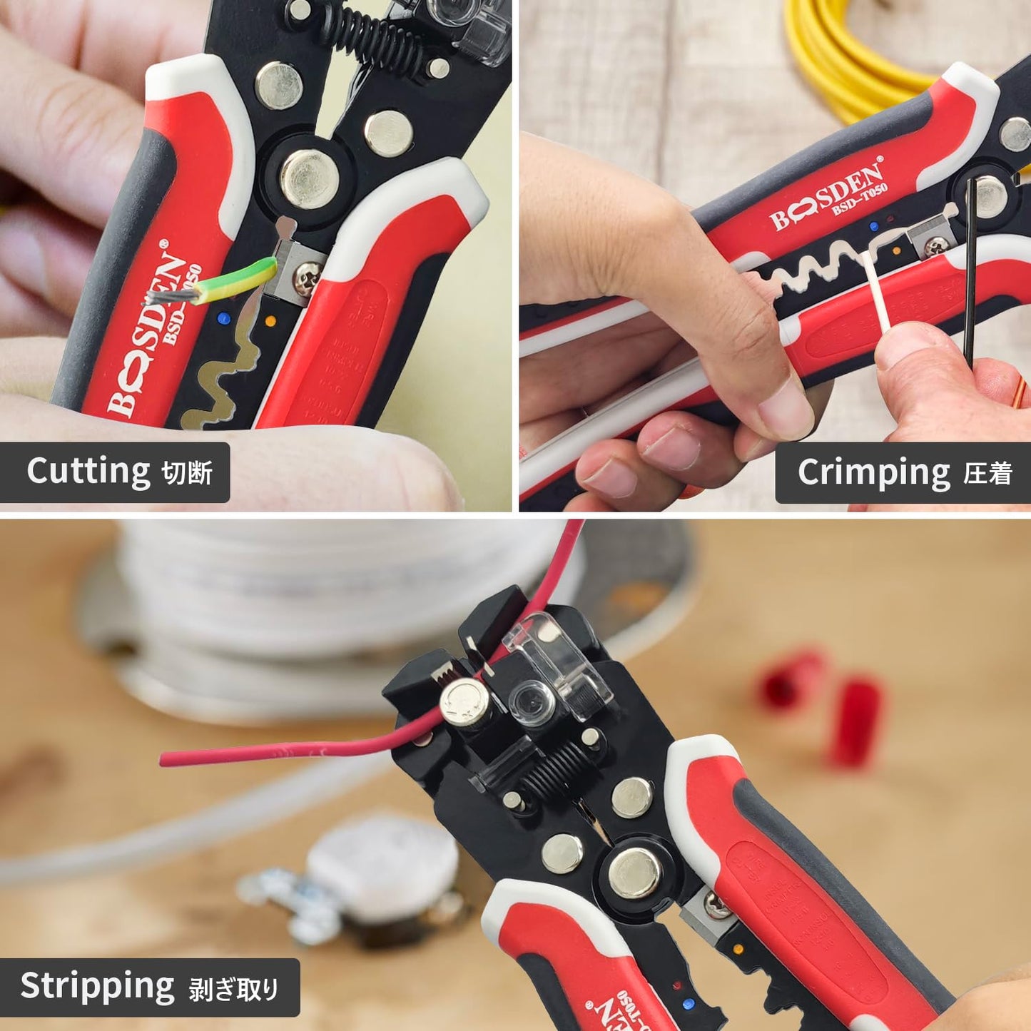 BOOSDEN Wire Stripper, Self Adjusting Universal Wire Stripper Tool, Automatic Wire Stripper and Crimping Tool, 3-in-1 Wire Stripper Pliers with Wire Cutter Crimper, 10-24 AWG Wire Strippers Electrical